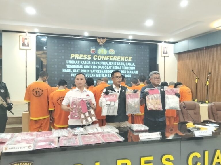 Satuan Narkoba Polres Cianjur Bekuk 53 Tersangka, Bongkar Dua Kasus Besar Sabu dan Ganja