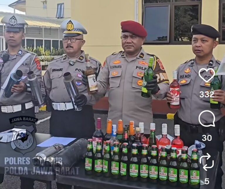Polres Cianjur Intensifkan KYD, Sita 502 Botol Miras dan 155 Knalpot Brong