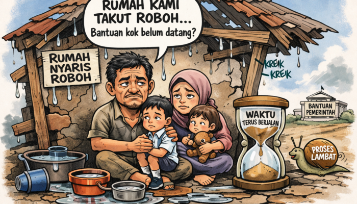 Nanang Bertahan di Rumah Nyaris Roboh, Berharap Bantuan Segera Datang