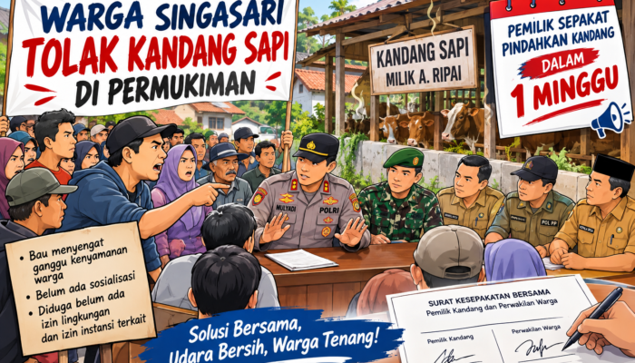 Warga Singasari Tolak Kandang Sapi, Bau Kotoran Bikin Hidung Kerja Lembur